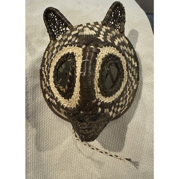 Vintage WOUNAAN Embera Tribe woven Chunga Shaman OWL MASK Panama SPIRITUAL Art - Picture 1 of 13